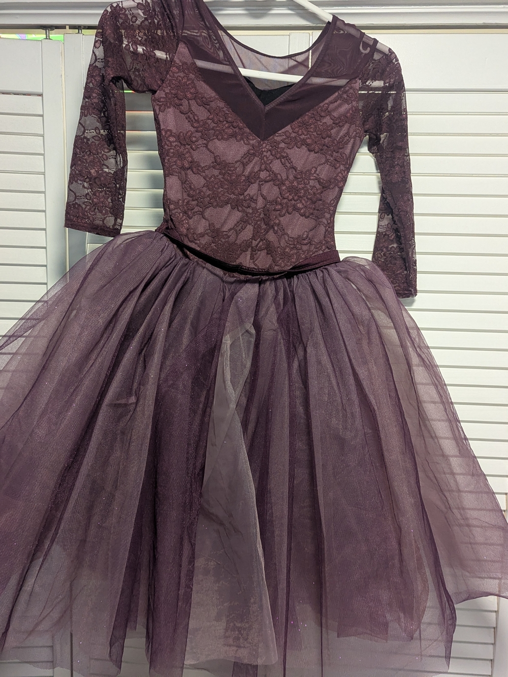 Weissman Lace Bodice Tulle Ballet Dress in Deep Plum, LC